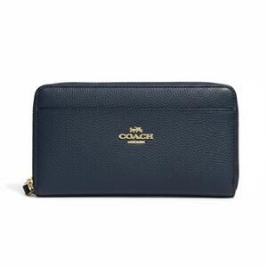 Coach Black Pebbled Leather Zip Wristlet Wallet Minimalist Luxury